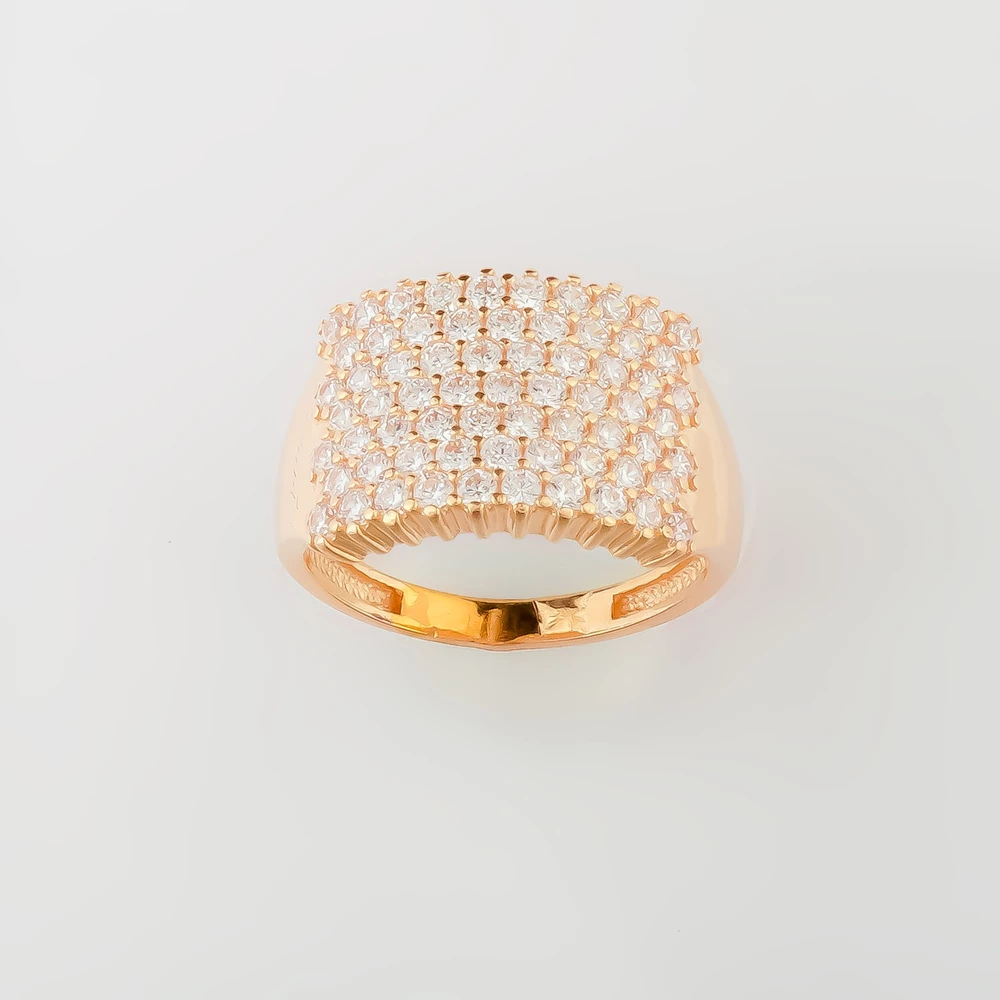 Кольцо с фианитом из красного золота 585 пробы