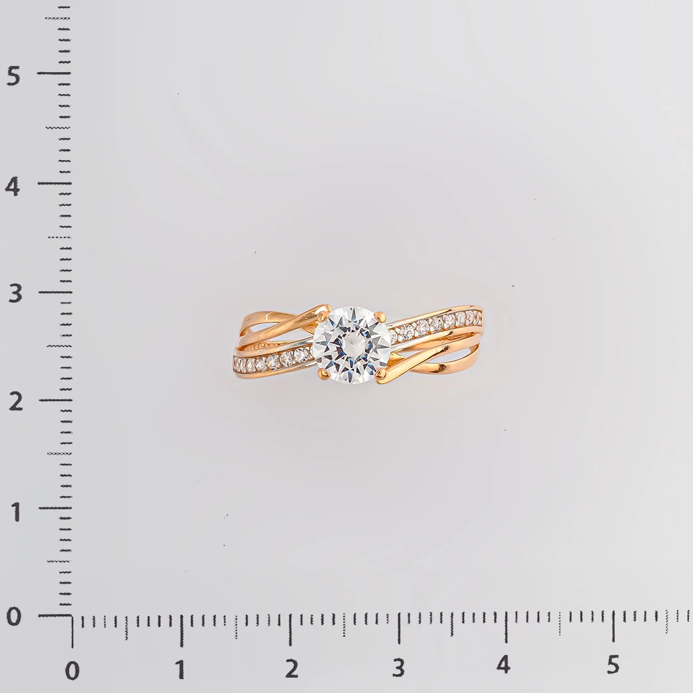 Кольцо с фианитом из красного золота 585 пробы