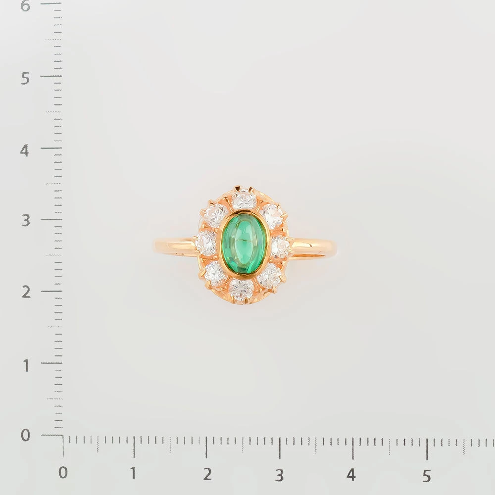 Кольцо с фианитом из красного золота 585 пробы