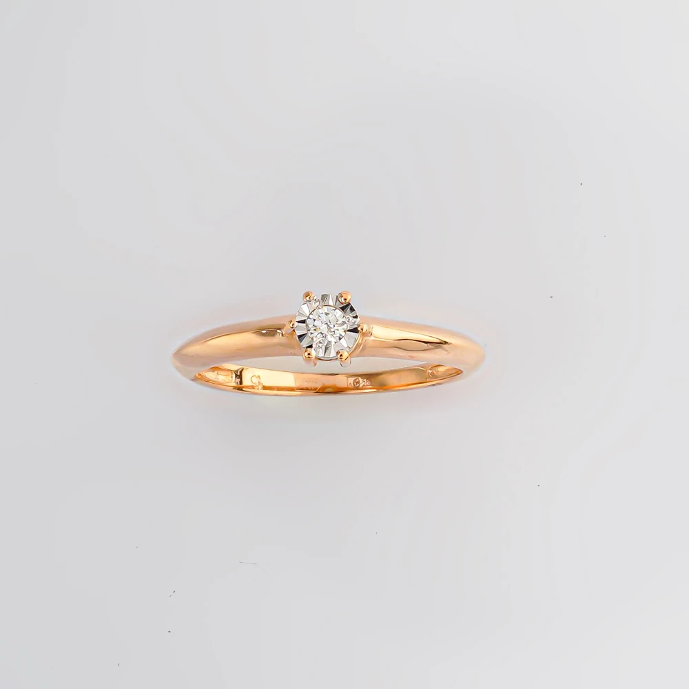 Кольцо с бриллиантом из красного золота 585 пробы Кольцо с бриллиантом из красного золота 585 пробы