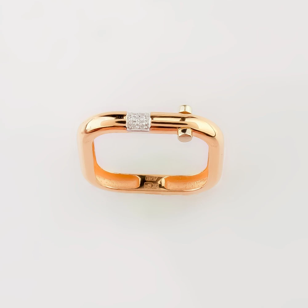 Кольцо с фианитом из красного золота 585 пробы