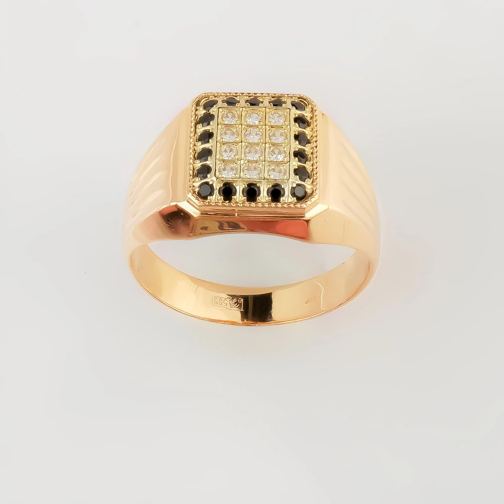 Кольцо с фианитом из красного золота 585 пробы