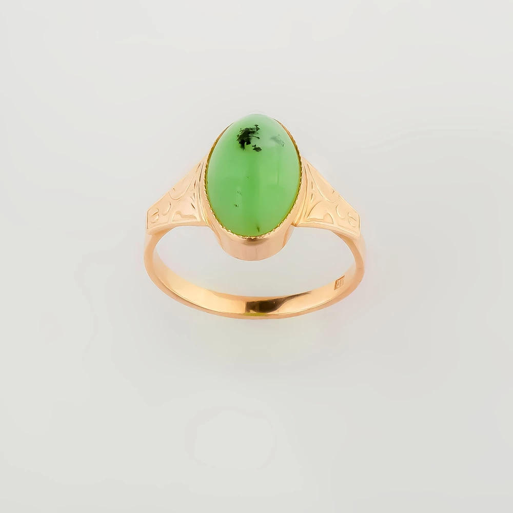 Кольцо с хризопразом из красного золота 583 пробы