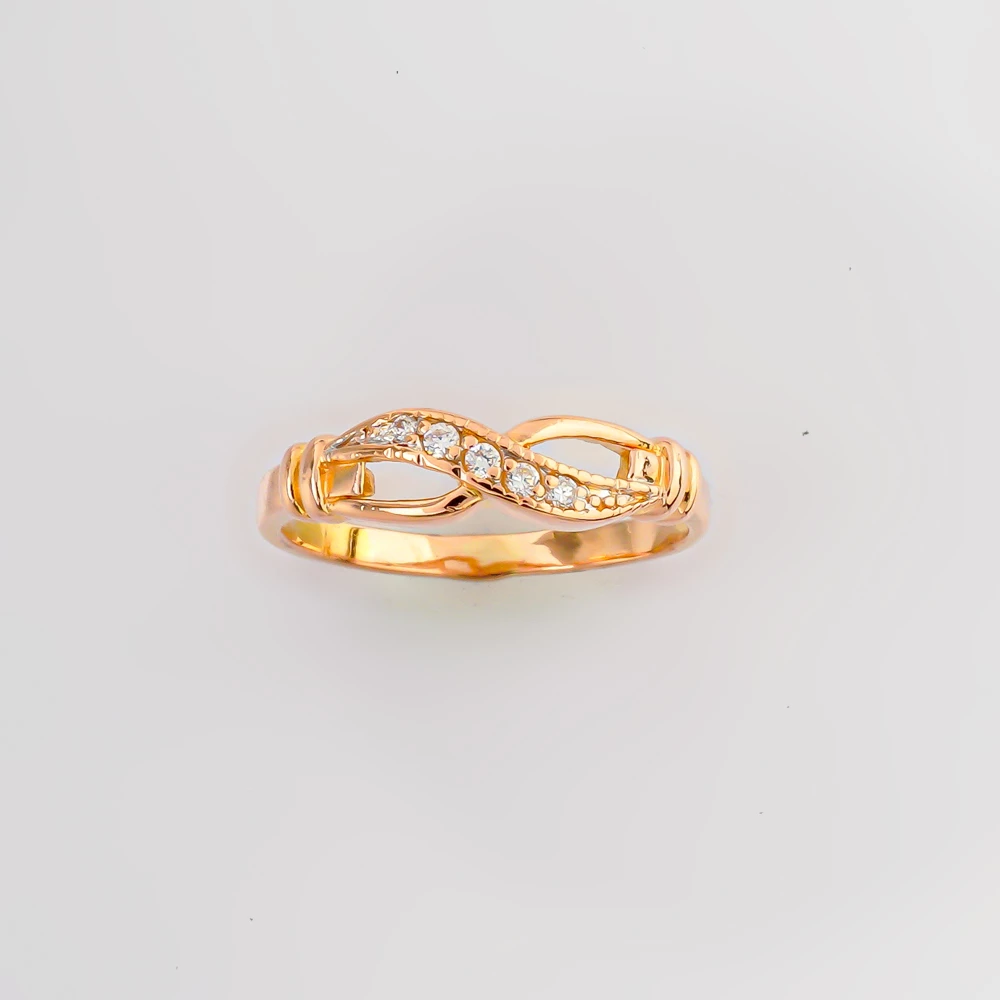 Кольцо с фианитом из красного золота 585 пробы