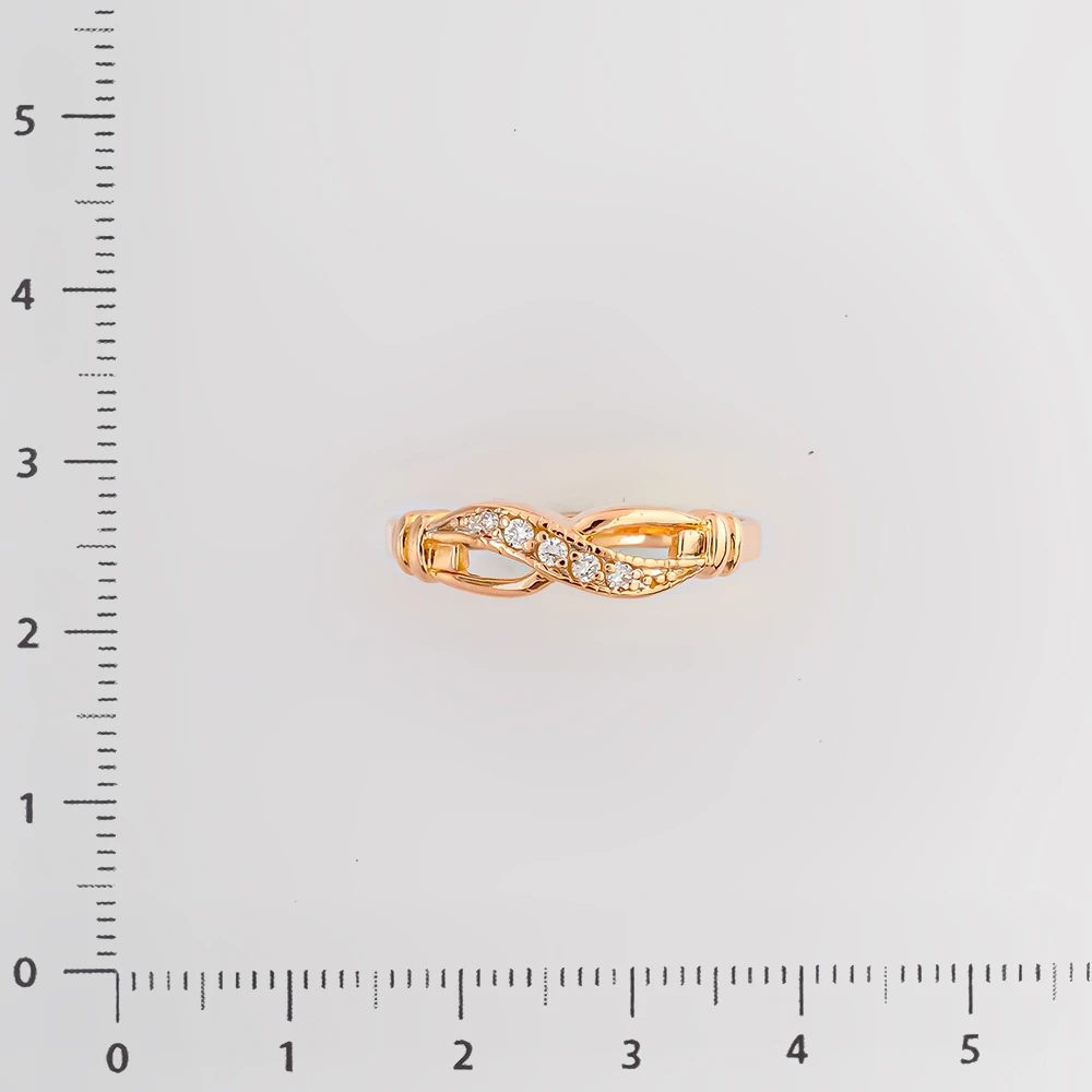 Кольцо с фианитом из красного золота 585 пробы