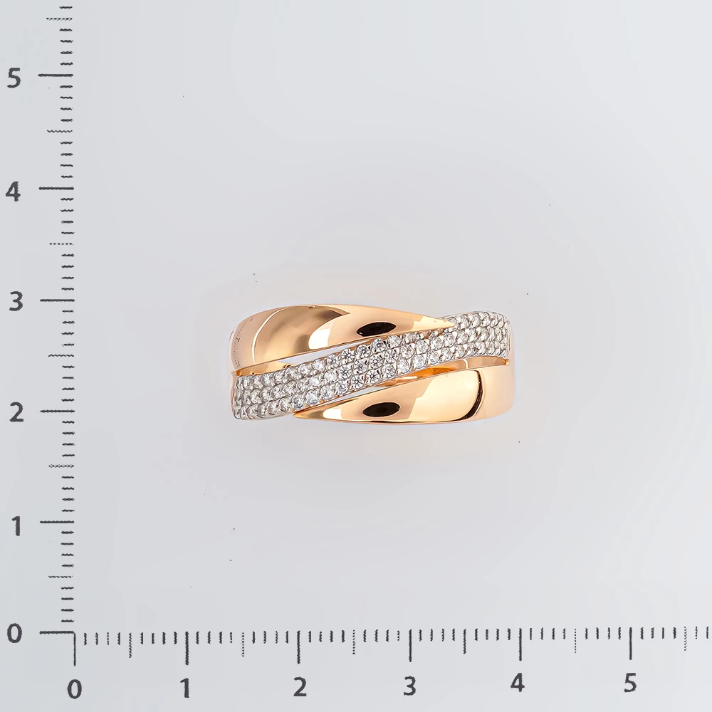 Кольцо с фианитом из красного золота 585 пробы