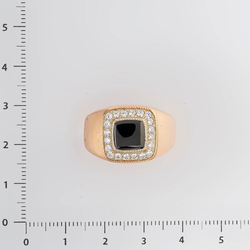 Кольцо с ониксом из красного золота 585 пробы