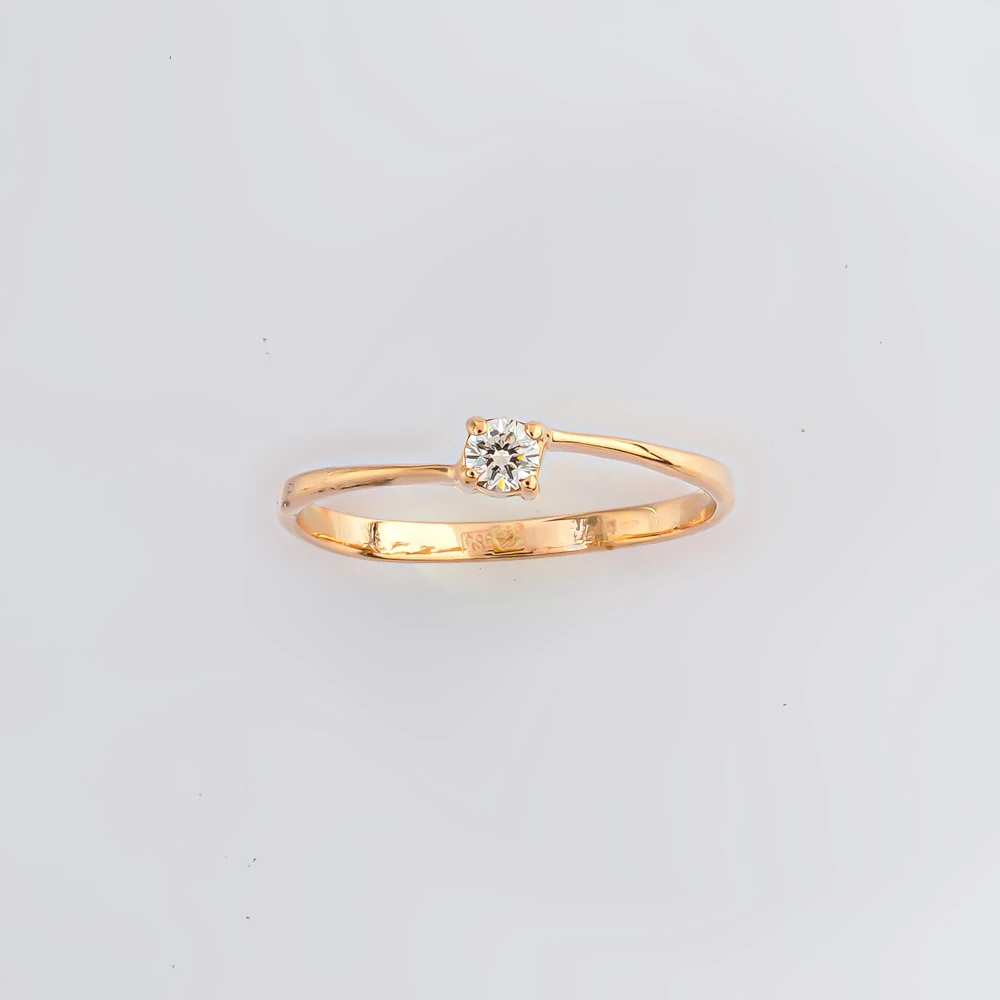 Кольцо с бриллиантом из красного золота 585 пробы