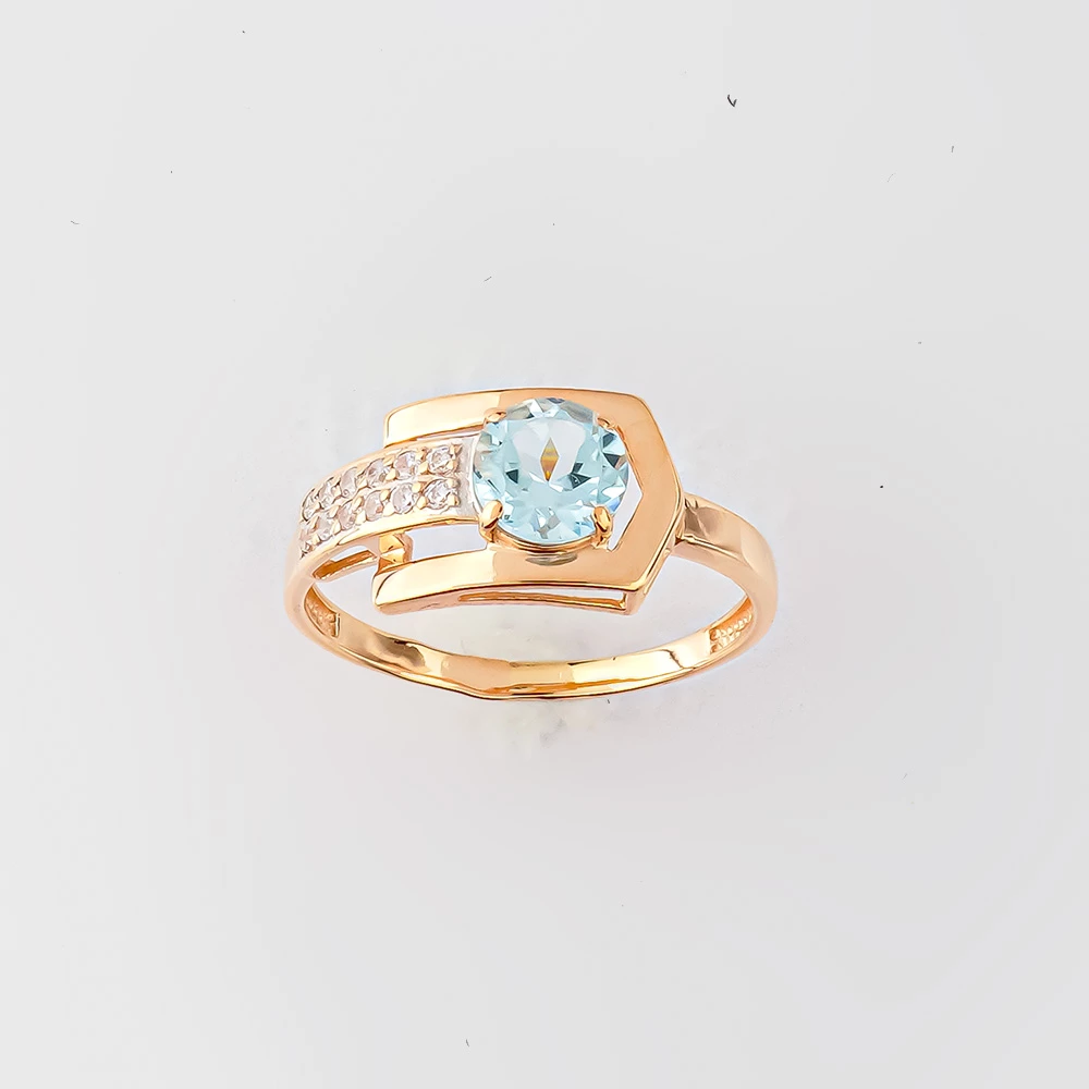 Кольцо с топазом из красного золота 585 пробы