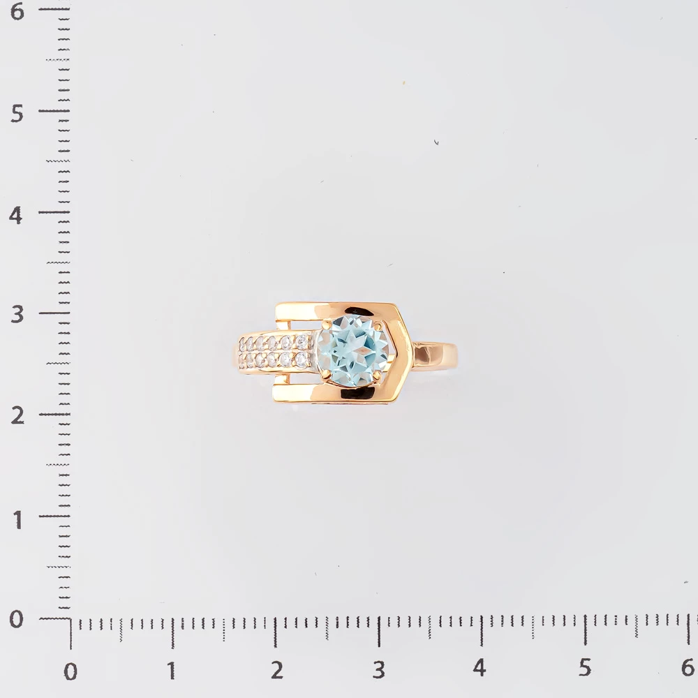 Кольцо с топазом из красного золота 585 пробы