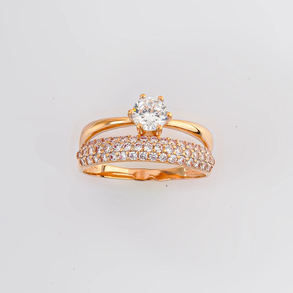 Кольцо с фианитом из красного золота 585 пробы Кольцо с фианитом из красного золота 585 пробы