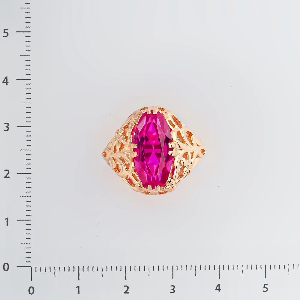 Кольцо с фианитом из красного золота 583 пробы