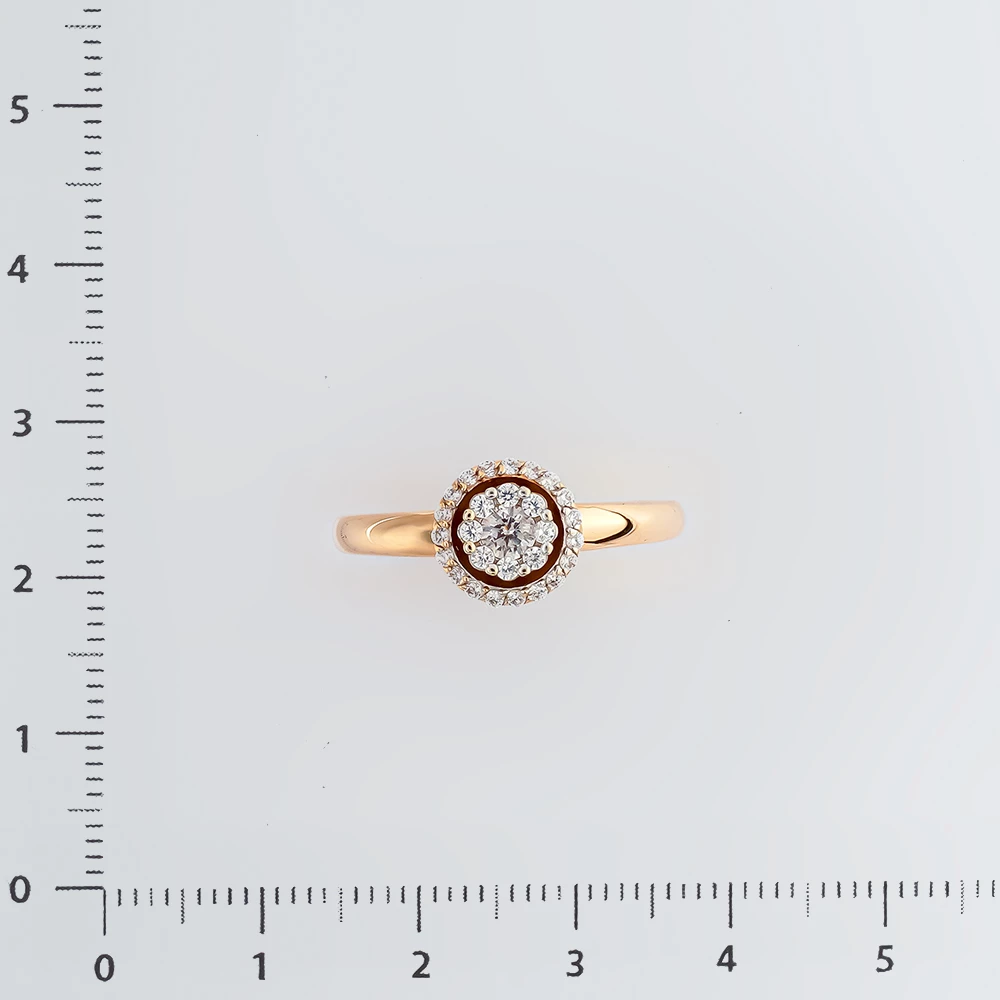 Кольцо с фианитом из красного золота 585 пробы