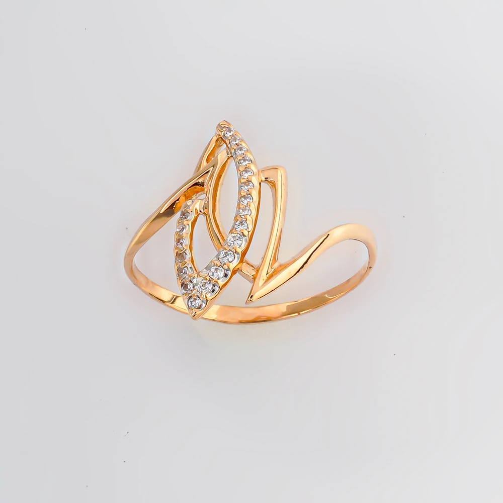 Кольцо с фианитом из красного золота 585 пробы