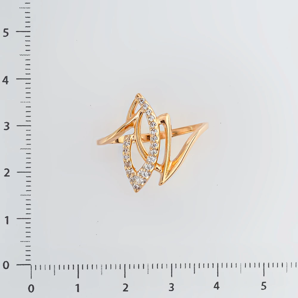 Кольцо с фианитом из красного золота 585 пробы