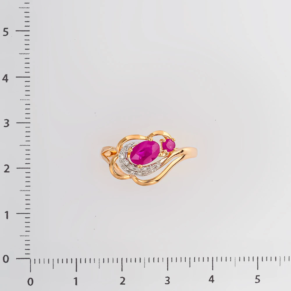 Кольцо с рубином из красного золота 585 пробы