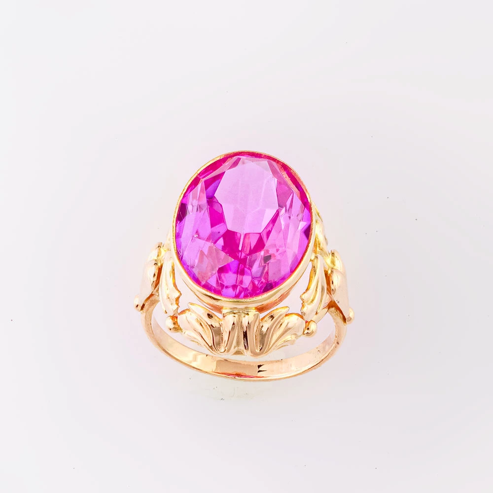 Кольцо с фианитом из красного золота 583 пробы