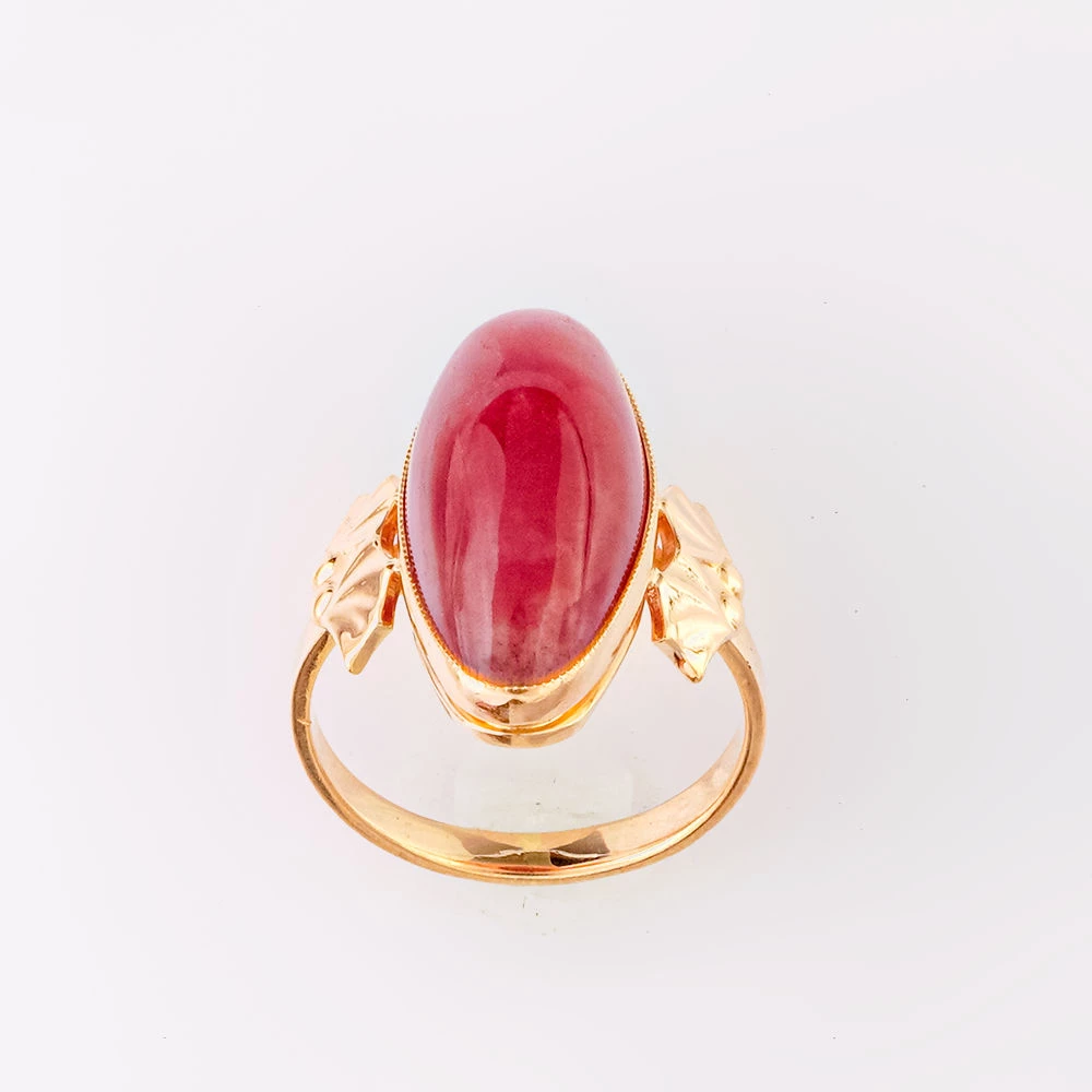 Кольцо с сердоликом из красного золота 583 пробы