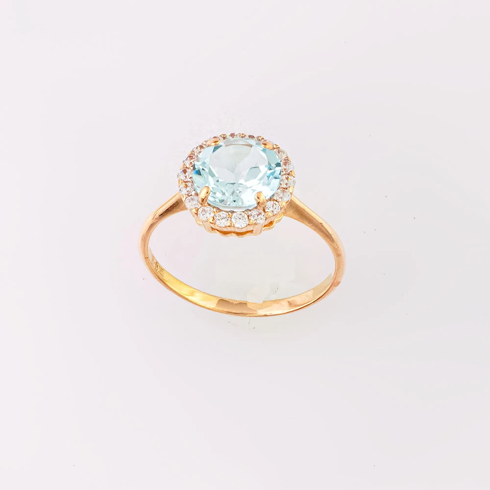 Кольцо с топазом из красного золота 585 пробы