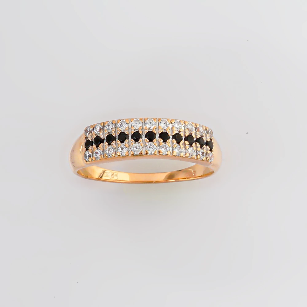 Кольцо с фианитом из красного золота 585 пробы