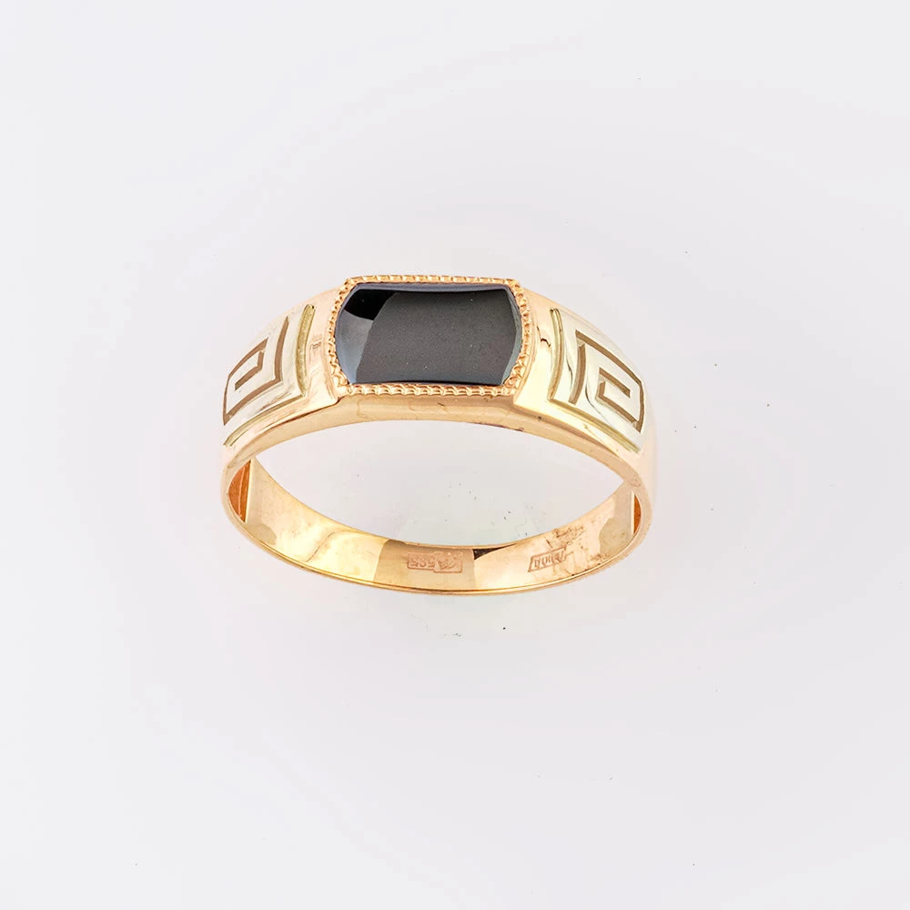 Кольцо с ониксом из красного золота 585 пробы