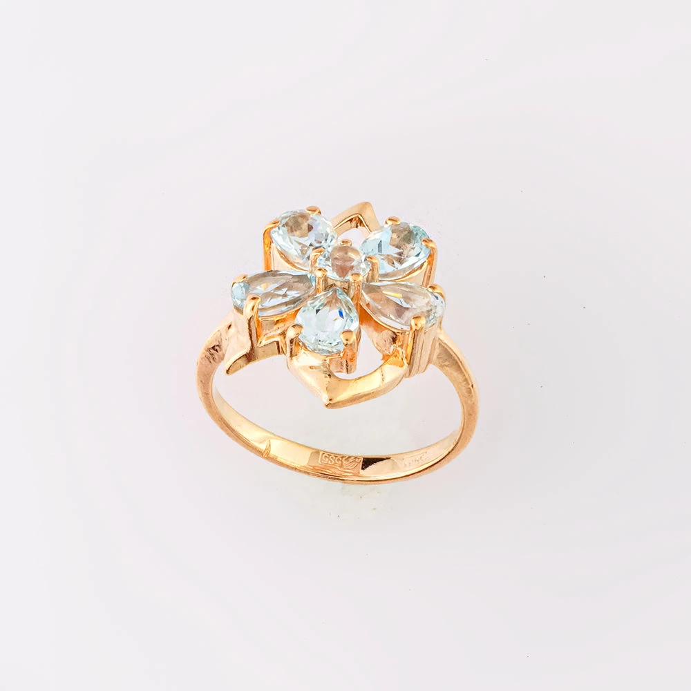 Кольцо с топазом из красного золота 585 пробы