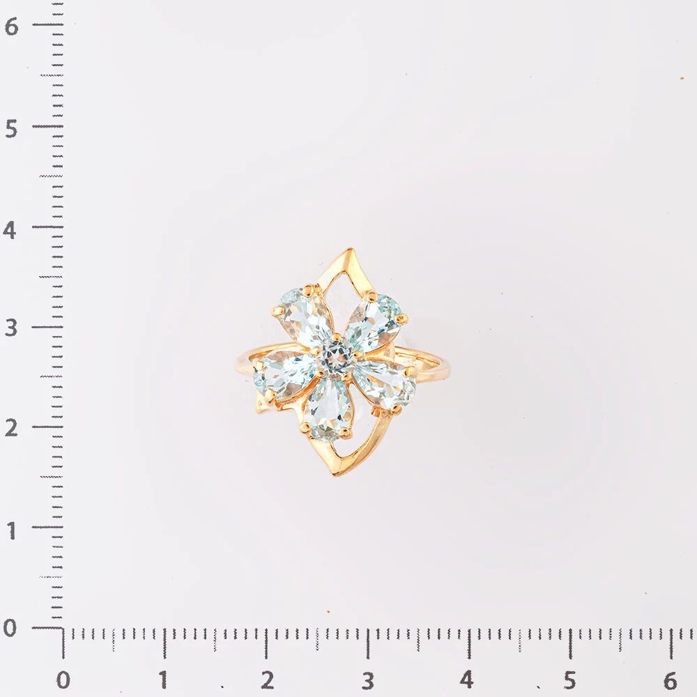 Кольцо с топазом из красного золота 585 пробы