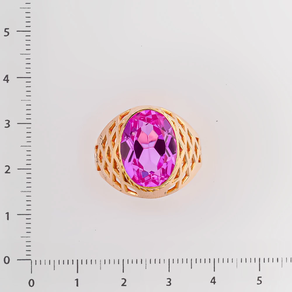 Кольцо с фианитом из красного золота 583 пробы