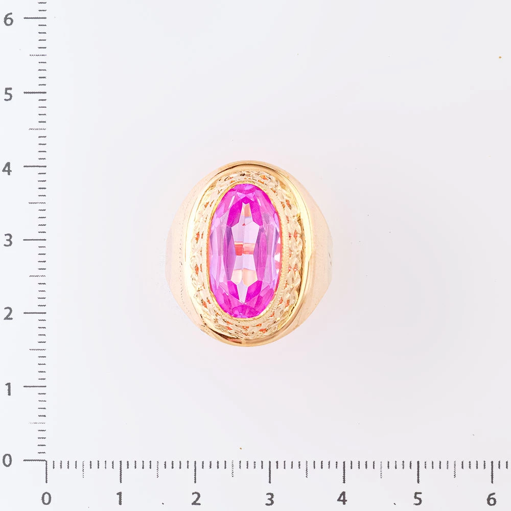 Кольцо с фианитом из красного золота 583 пробы