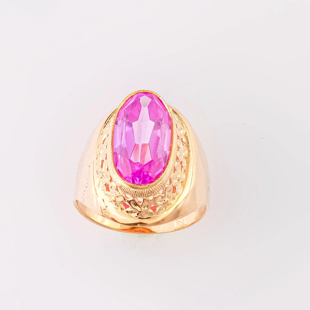 Кольцо с фианитом из красного золота 583 пробы