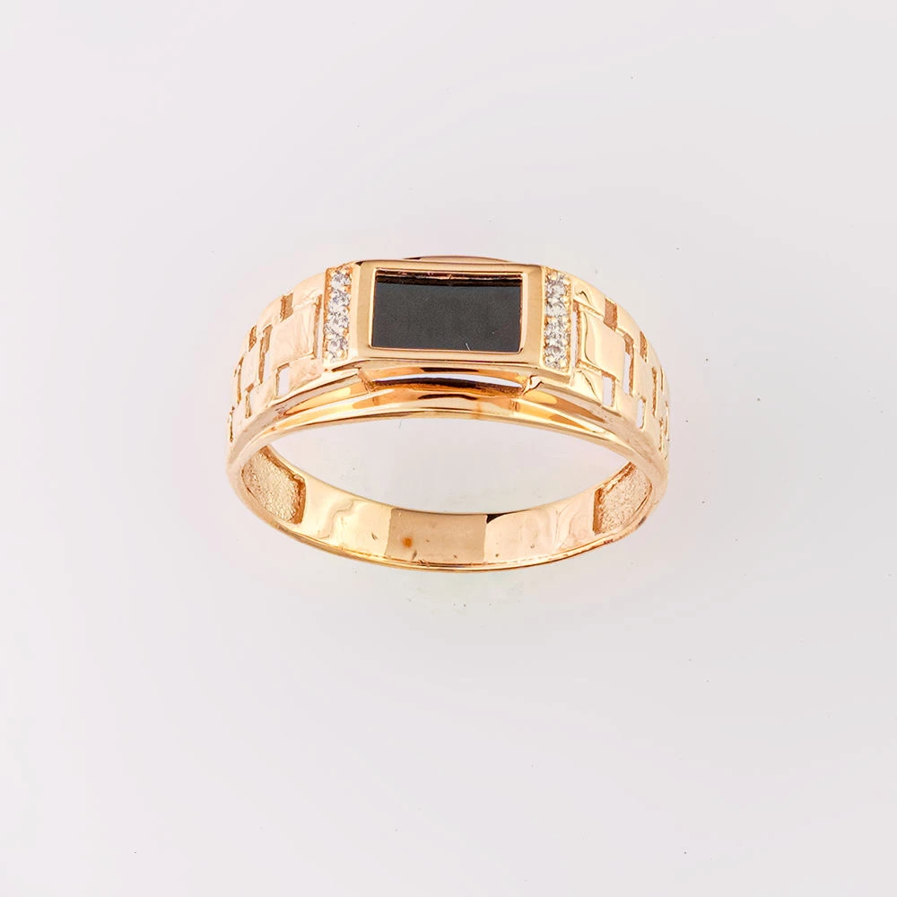 Кольцо с ониксом из красного золота 585 пробы