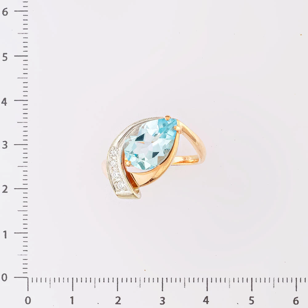 Кольцо с топазом из красного золота 585 пробы