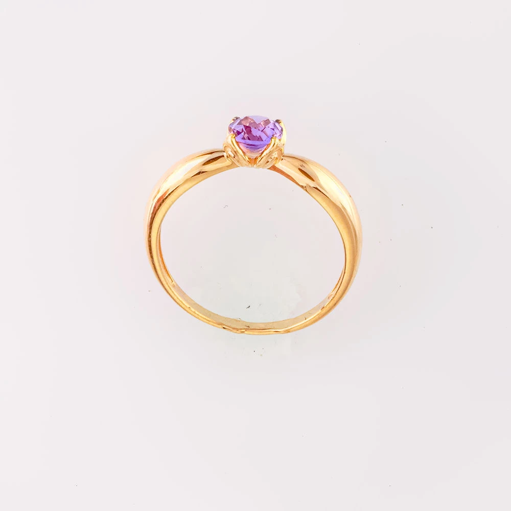 Кольцо с аметистом из красного золота 585 пробы