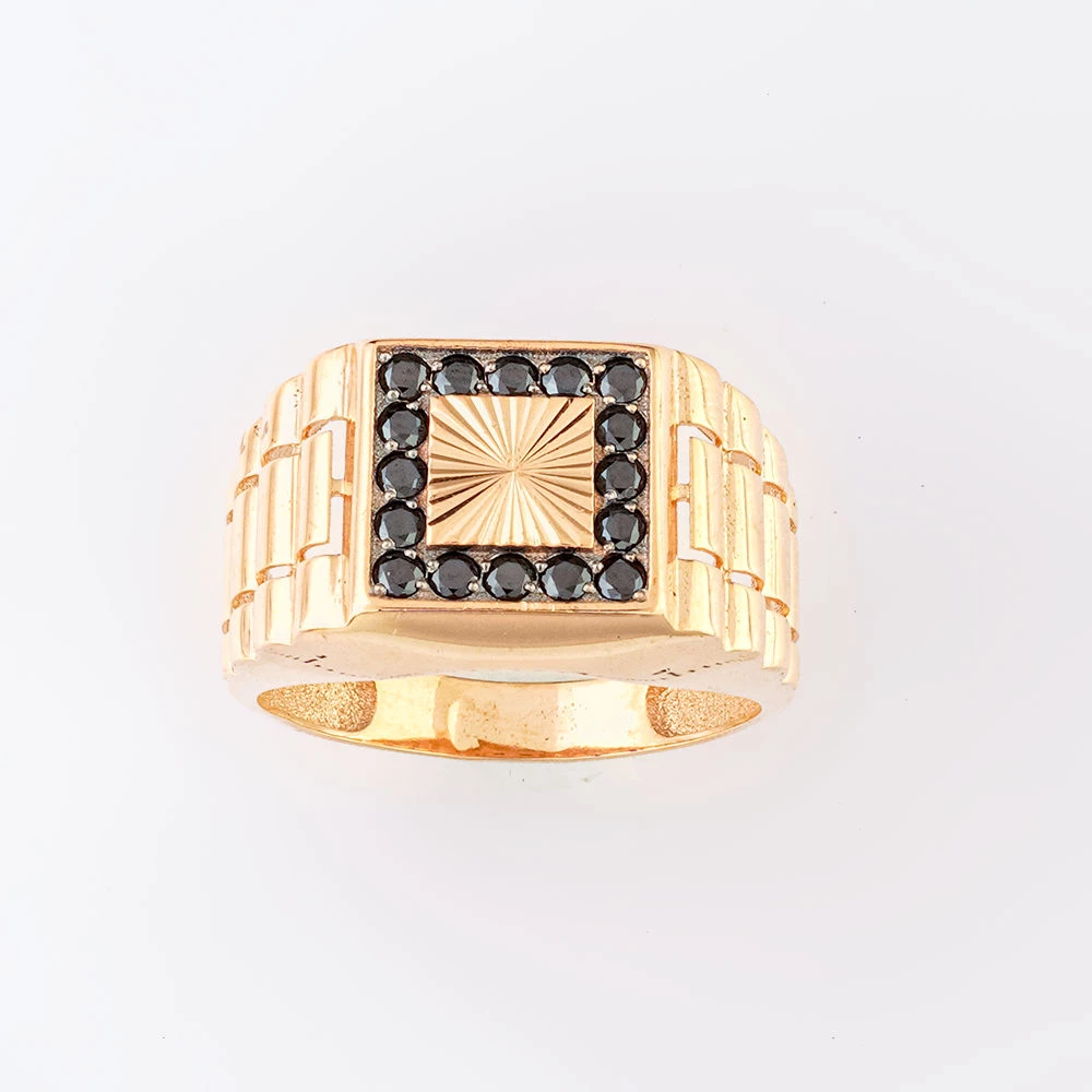 Кольцо с фианитом из красного золота 585 пробы