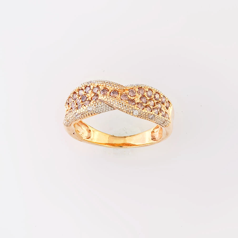 Кольцо с фианитом из красного золота 585 пробы