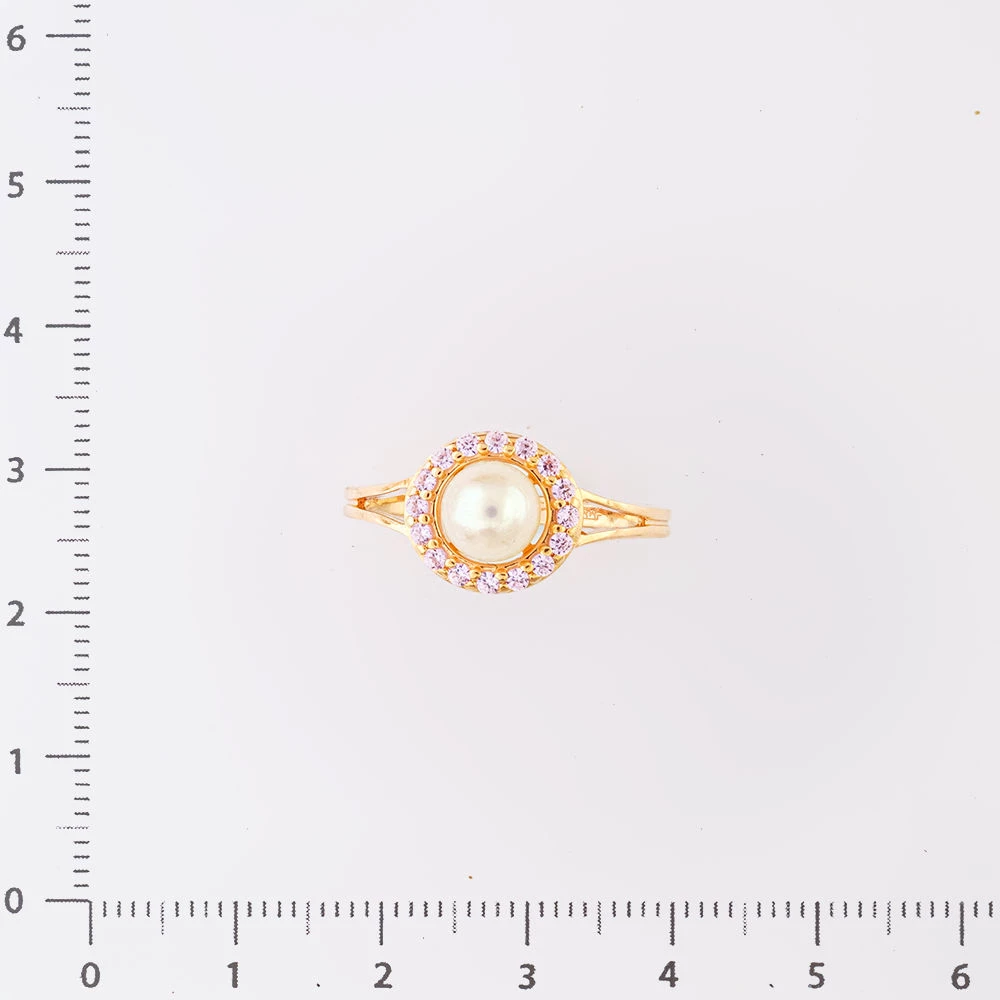 Кольцо с культивированным жемчугом из красного золота 585 пробы