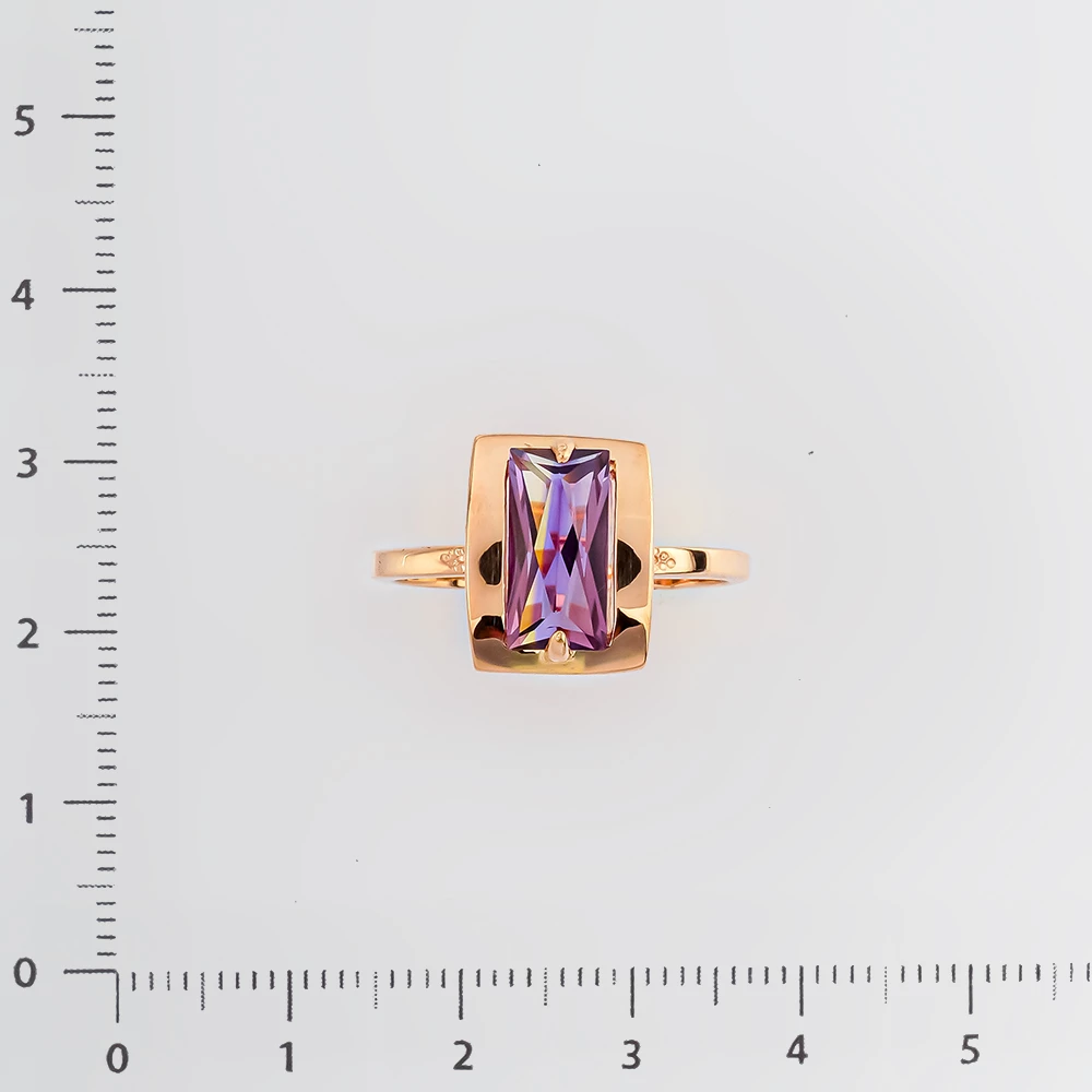 Кольцо с фианитом из красного золота 585 пробы