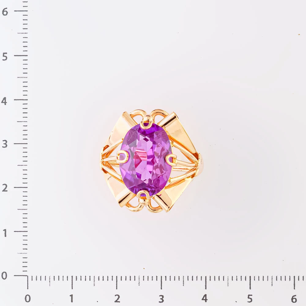 Кольцо с фианитом из красного золота 583 пробы