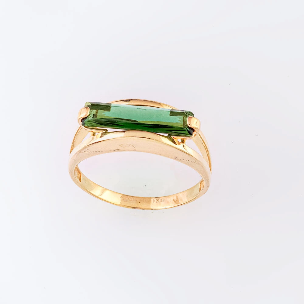 Кольцо с кварцем синтетическим из красного золота 585 пробы