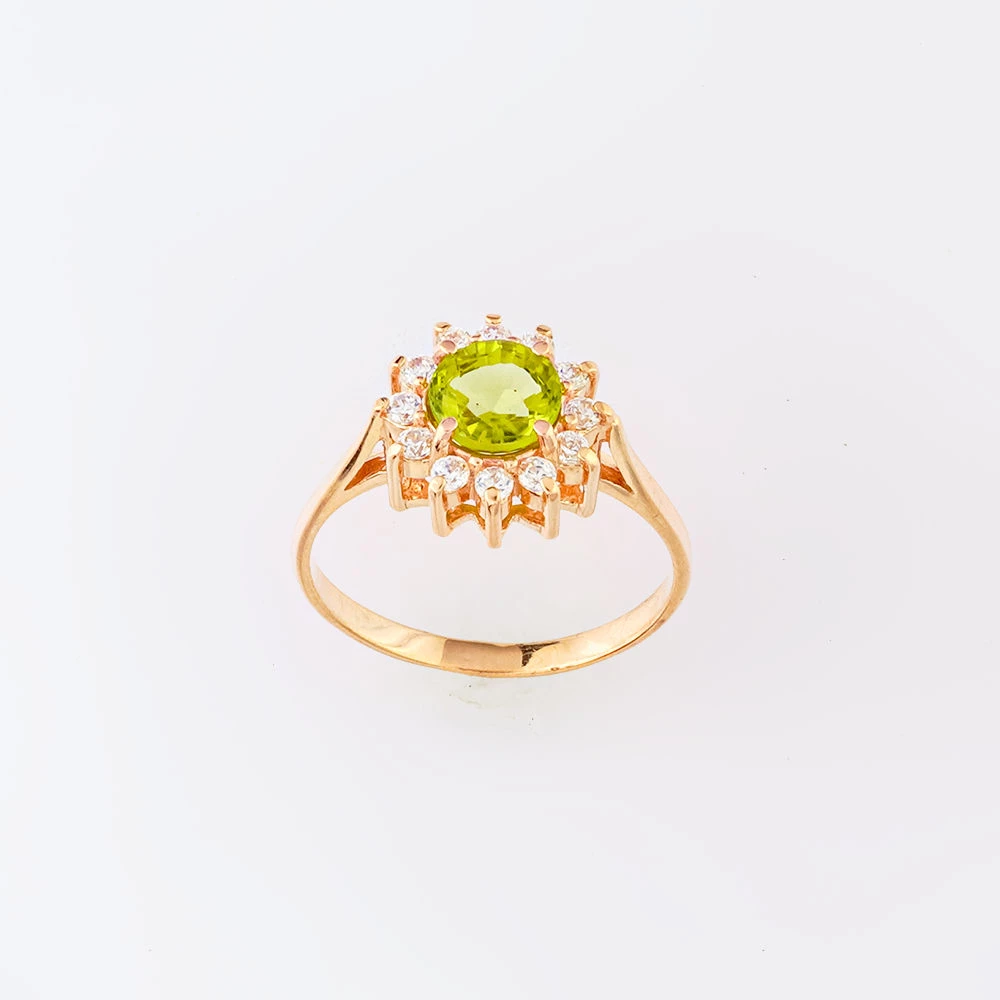 Кольцо с хризолитом из красного золота 585 пробы