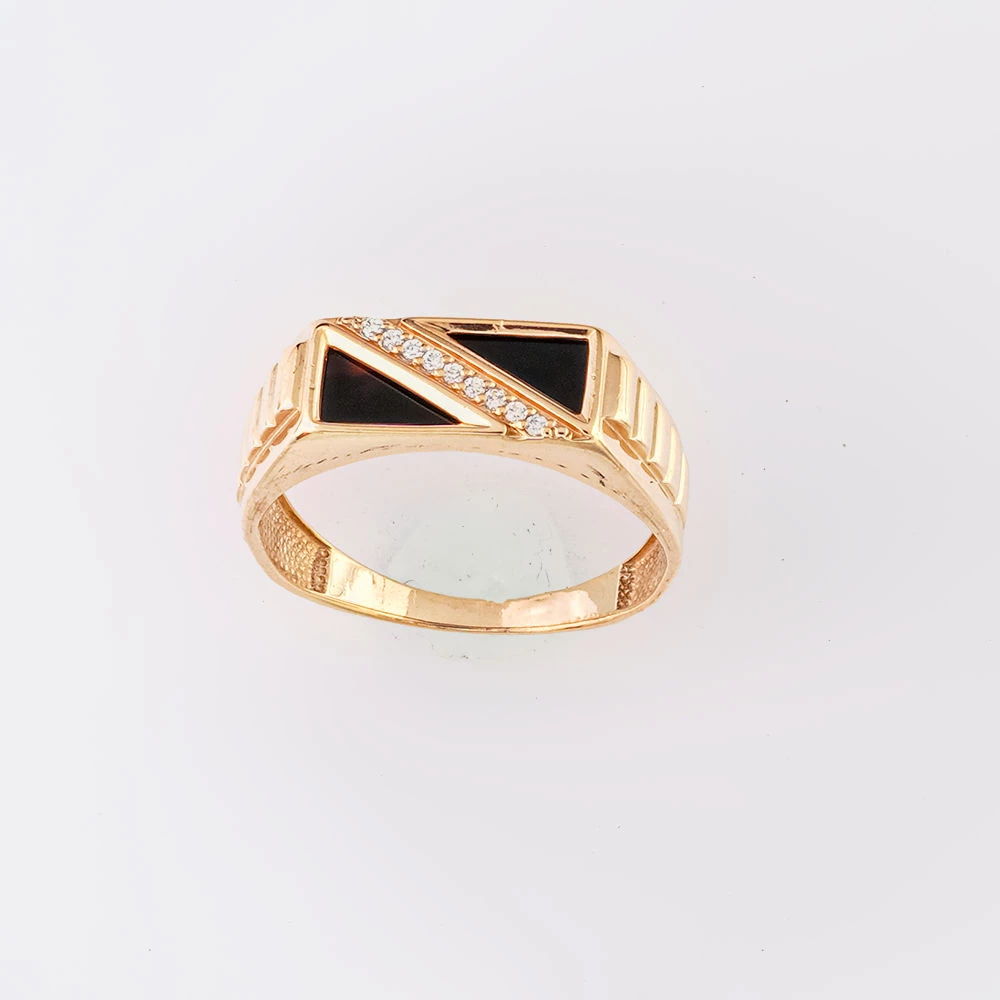 Кольцо с ониксом из красного золота 375 пробы