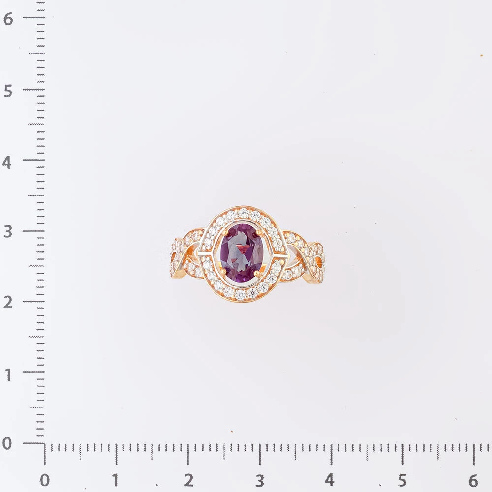 Кольцо с александритом синтетическим из красного золота 585 пробы