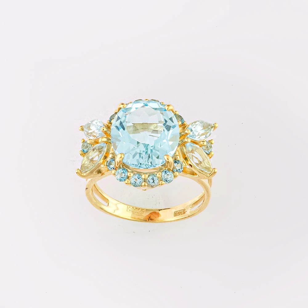 Кольцо с топазом из желтого золота 585 пробы