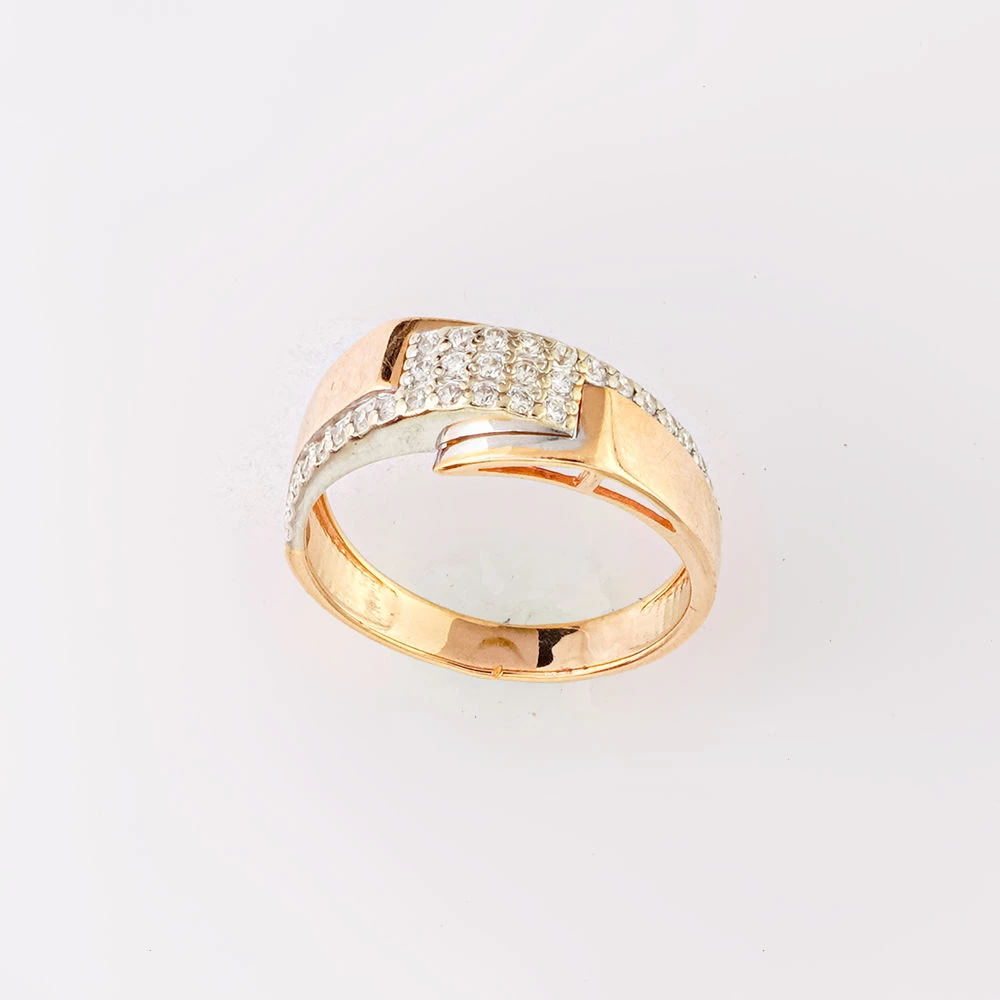 Кольцо с фианитом из красного золота 585 пробы