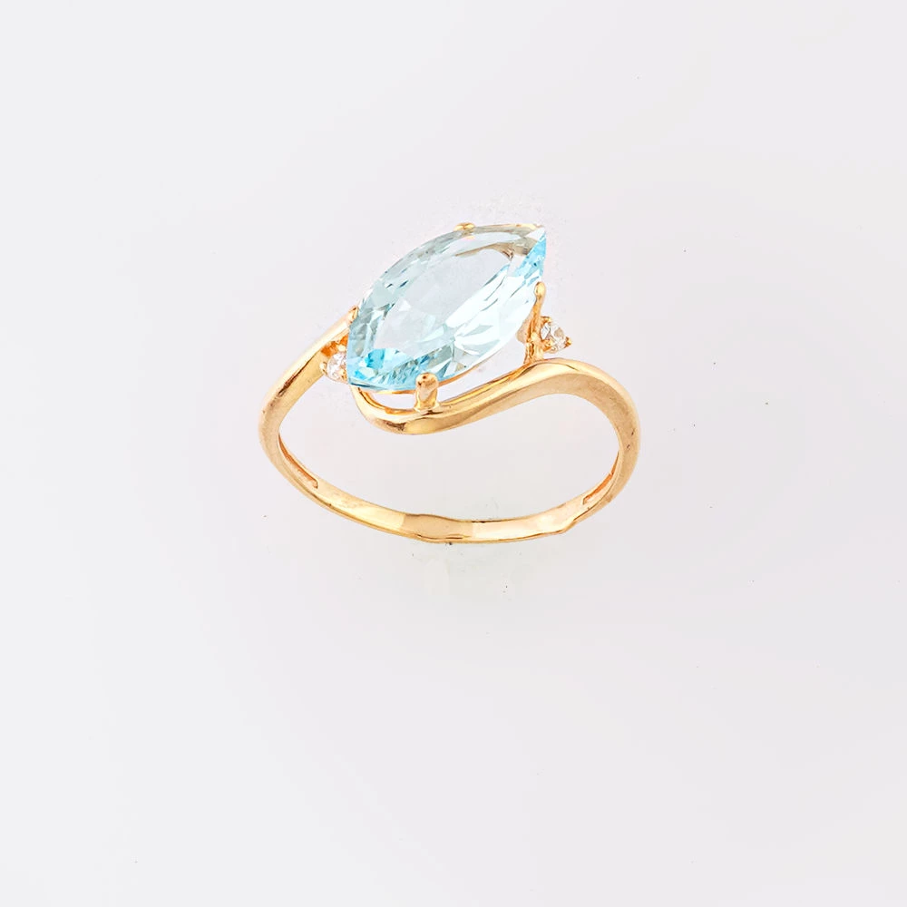 Кольцо с топазом из красного золота 585 пробы