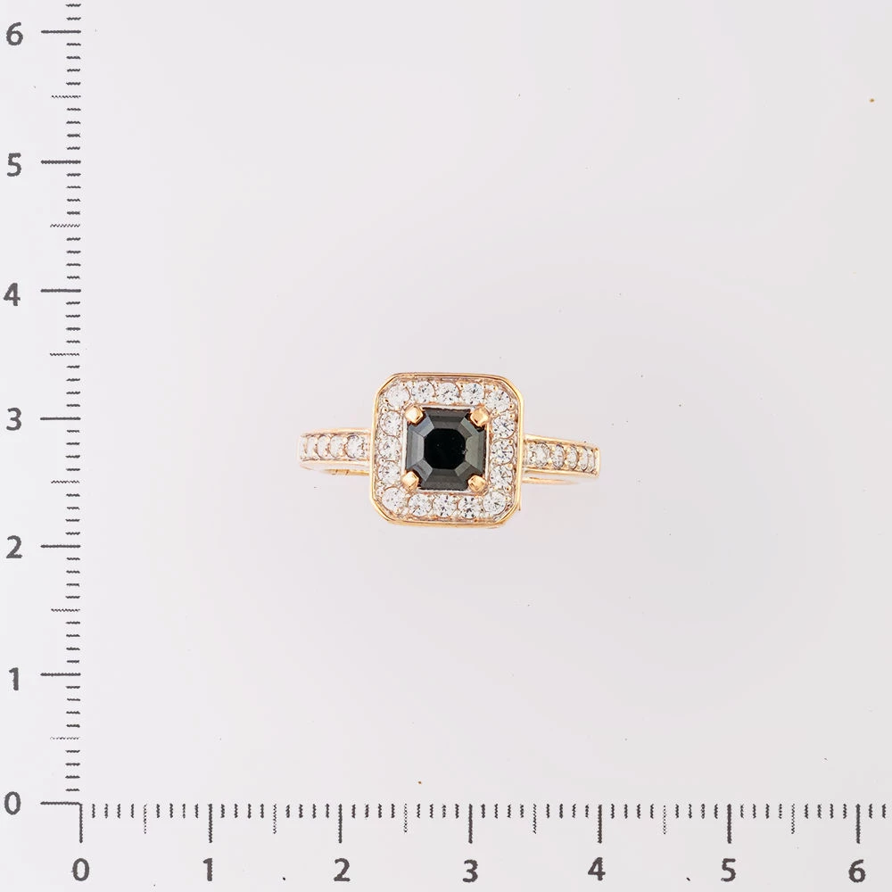 Кольцо с фианитом из красного золота 585 пробы