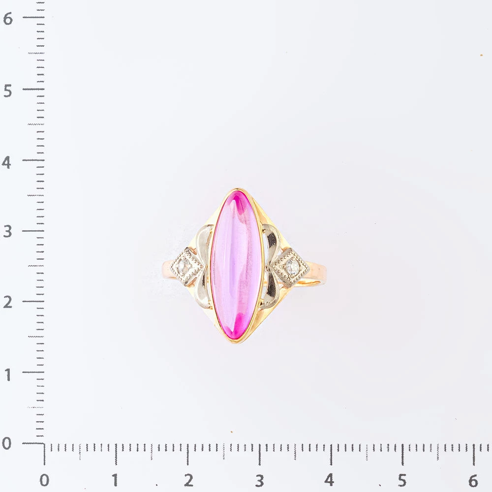 Кольцо с фианитом из красного золота 583 пробы