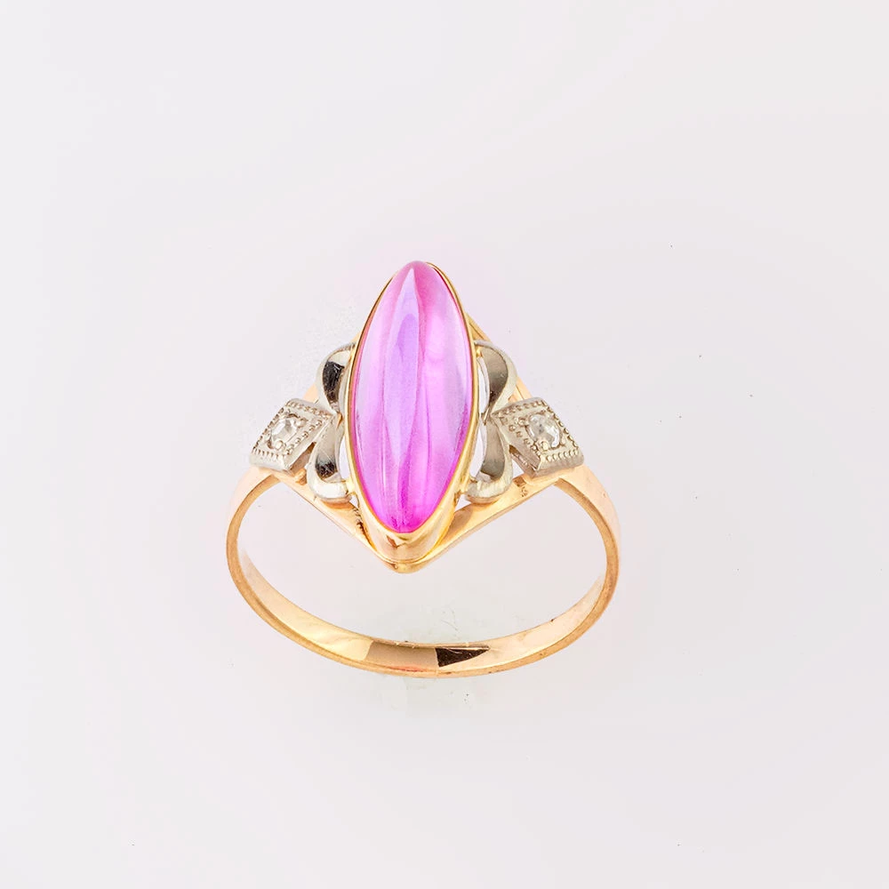 Кольцо с фианитом из красного золота 583 пробы