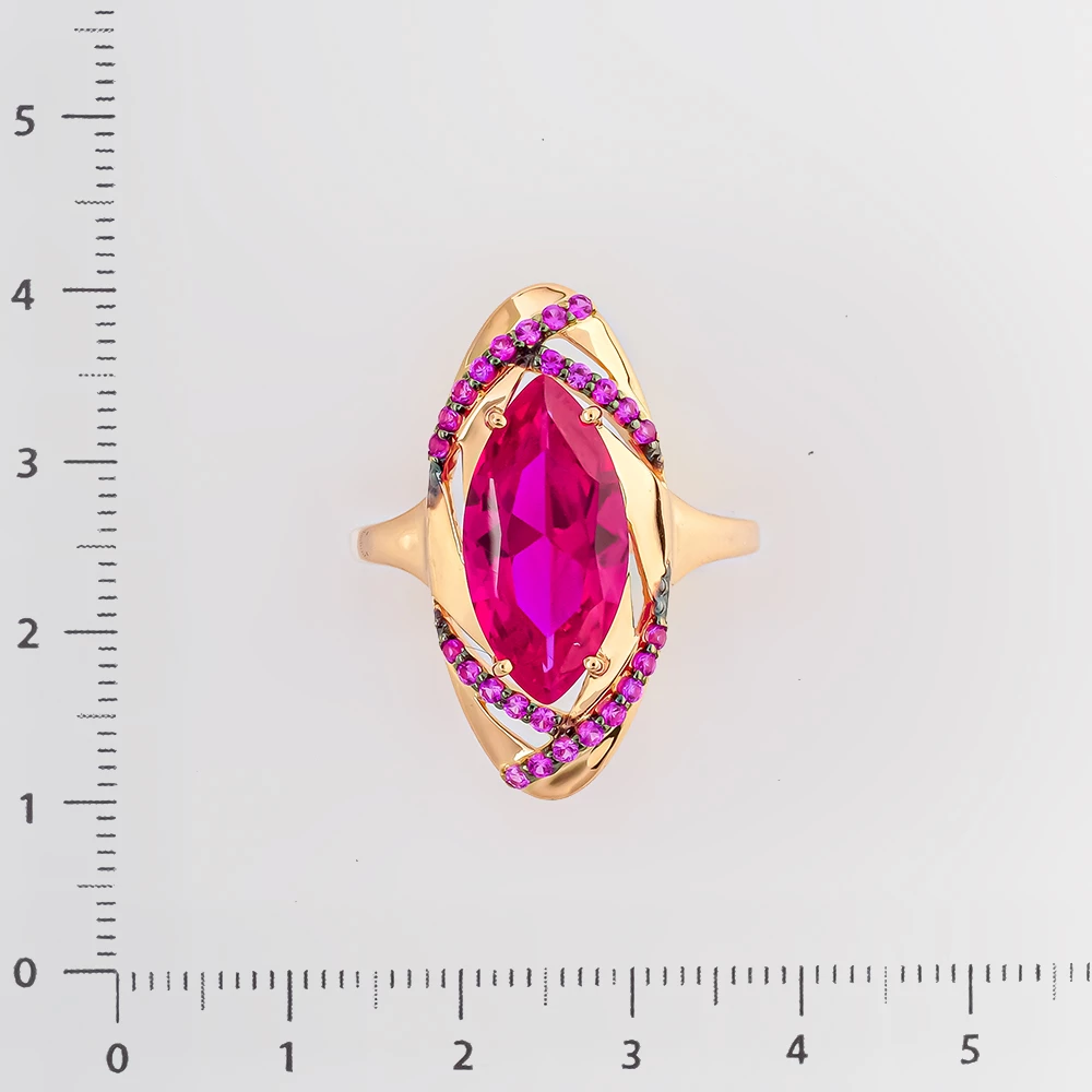 Кольцо с фианитом из красного золота 585 пробы