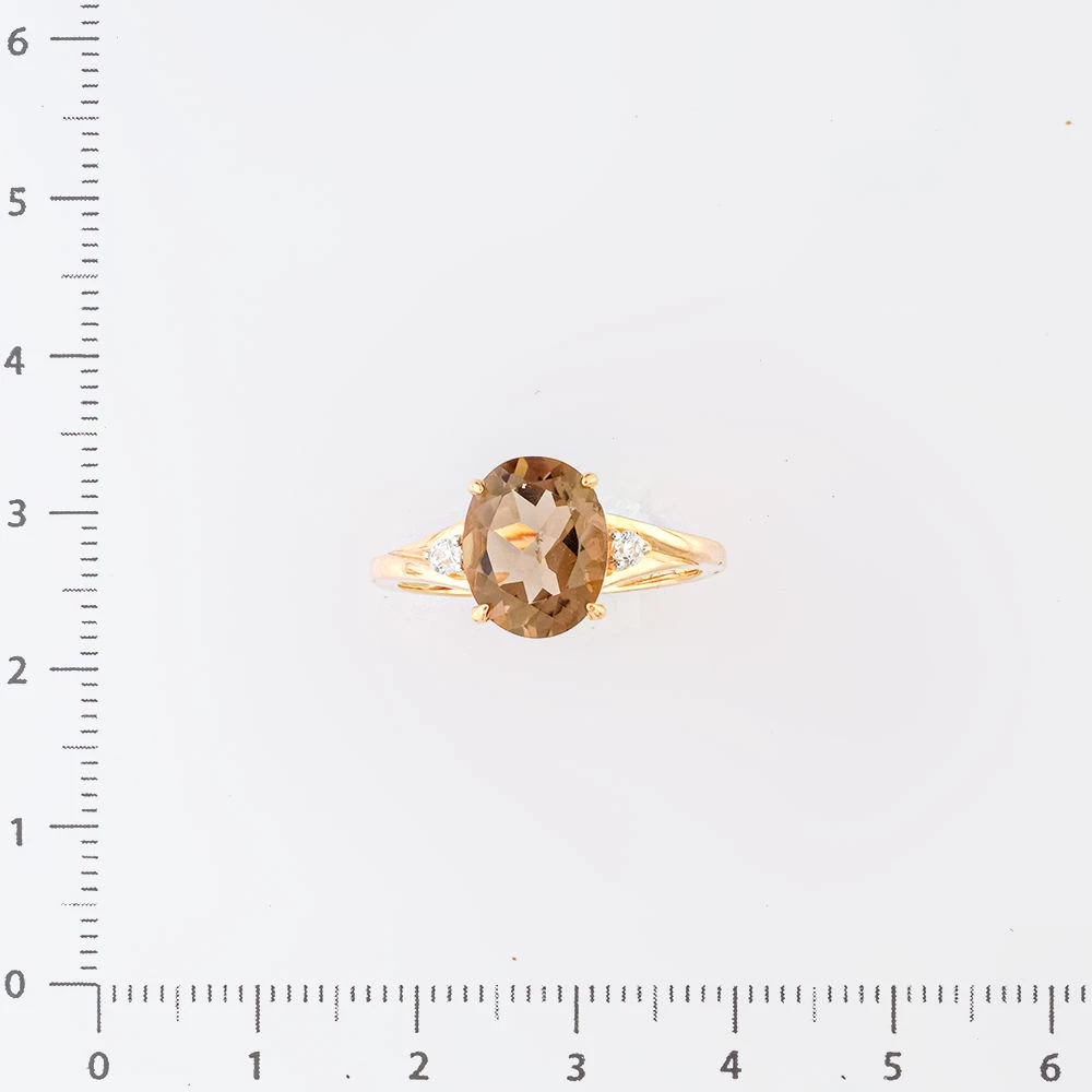 Кольцо с раух-топазом из красного золота 585 пробы